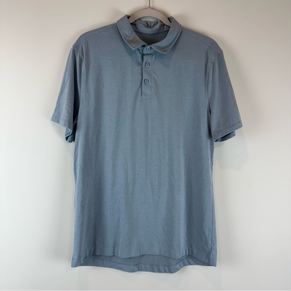 Lululemon Men’s Blue Gray Short Sleeve Golf Business Casual Polo Shirt Large